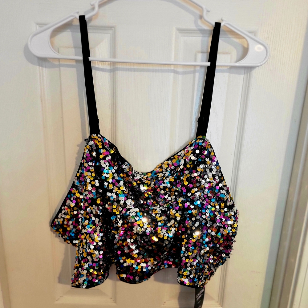 Multicolor Sequin Crop Top
